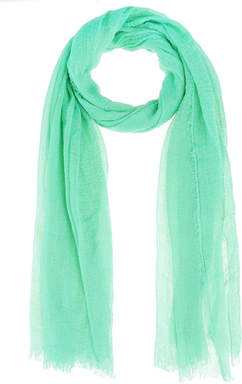 Nydotd Women Summer Cotton Linen Scarf Crinkle Long Beach Shawl Wrap hijab with Fringe - Image 1